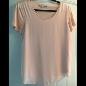 Pink mixed media blouse